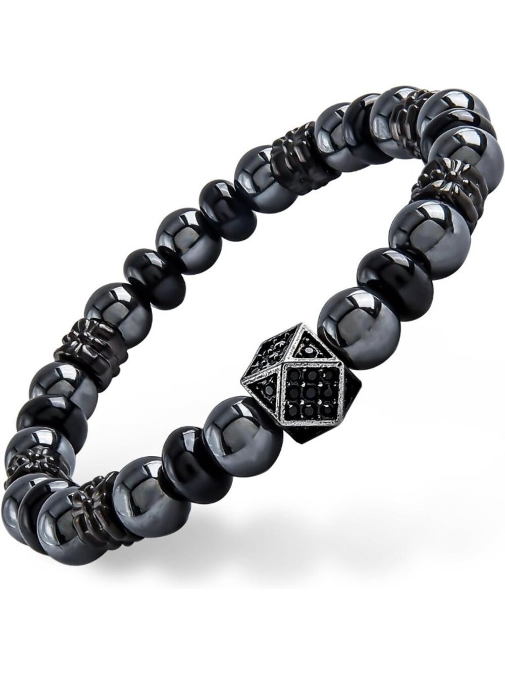 Handmade Hematite & Black Onyx Bracelet for Men | 8mm Gemstone Balance
